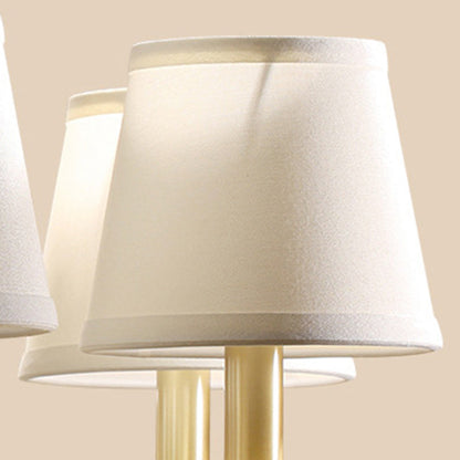Traditional Vintage Curved Line Branch Cylinder Fabric Copper 4/6/8 Light Chandelier For Living Room