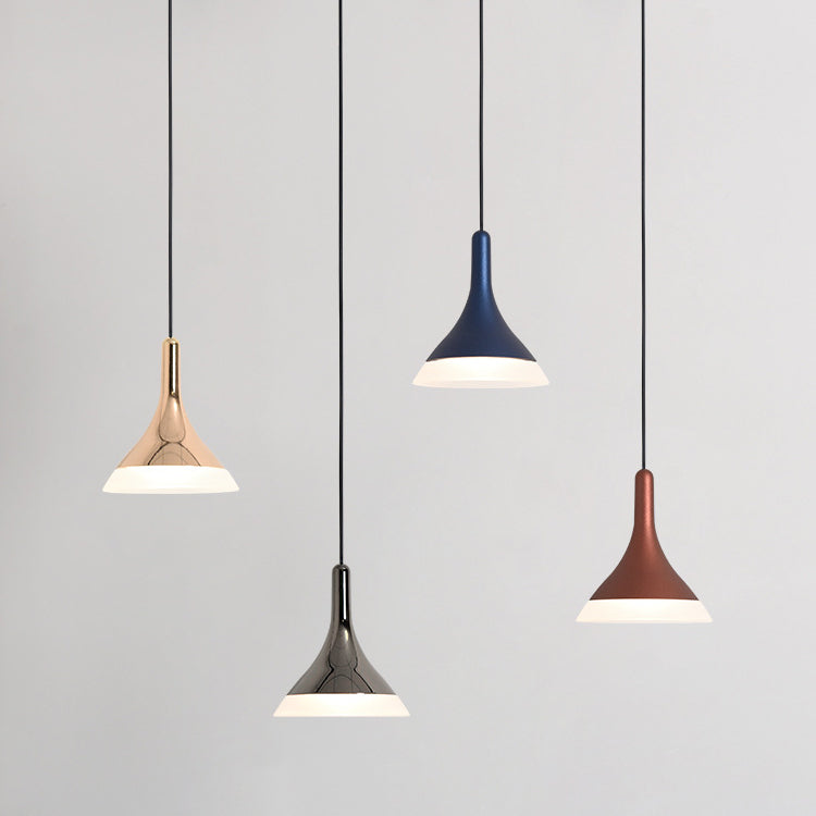 Contemporary Scandinavian Round Cone Cylinder Acrylic Aluminum LED Pendant Light For Living Room