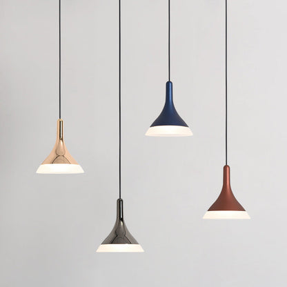 Contemporary Scandinavian Round Cone Cylinder Acrylic Aluminum LED Pendant Light For Living Room