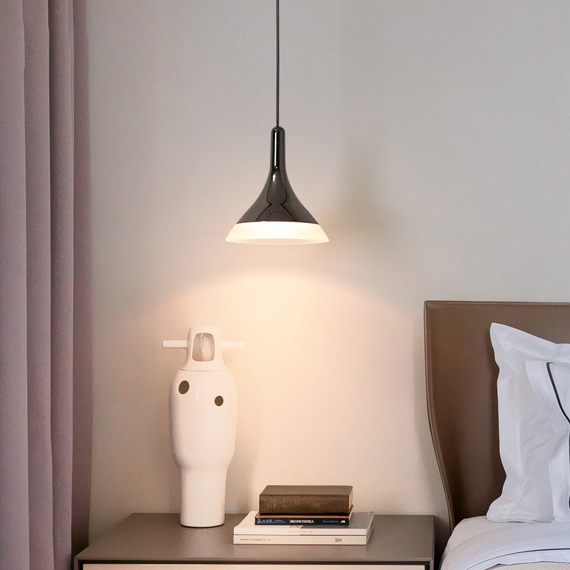 Contemporary Scandinavian Round Cone Cylinder Acrylic Aluminum LED Pendant Light For Living Room