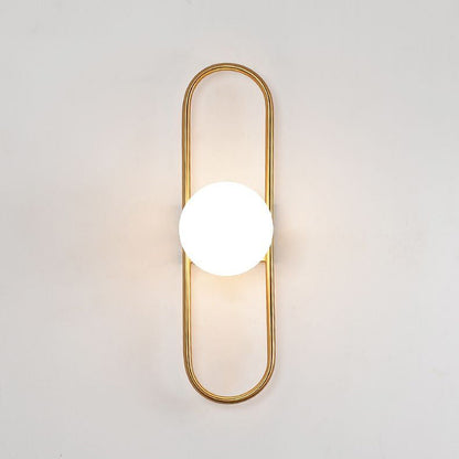 Modern Luxury Oval Round Orb Glass Metal 1-Light Wall Sconce Lamp For Bedroom