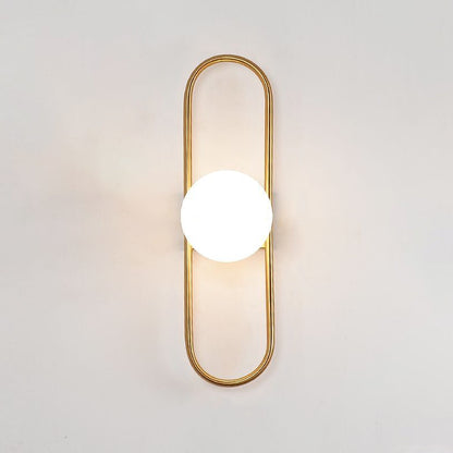 Modern Luxury Oval Round Orb Glass Metal 1-Light Wall Sconce Lamp For Bedroom