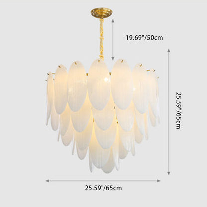 Traditional French Round Leaf Stacked Glass Iron 7/11/16 Light Chandelier For Living Room