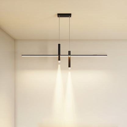 Modern Minimalist Cylinder Long Silicone Aluminum Hardware LED Chandelier Island Light For Dining Room