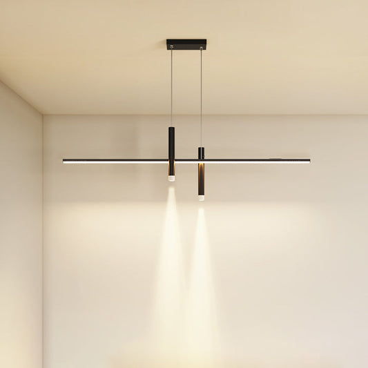 Modern Minimalist Cylinder Long Silicone Aluminum Hardware LED Chandelier Island Light For Dining Room