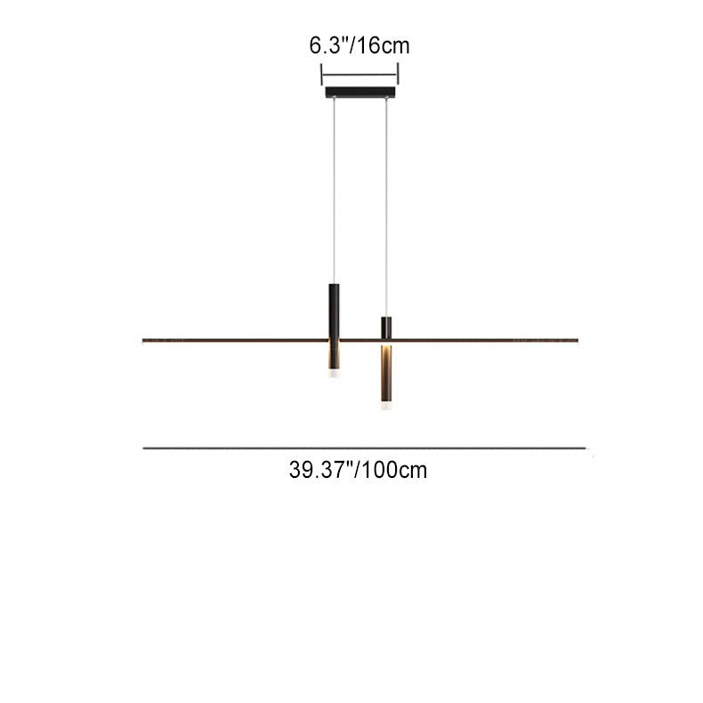 Modern Minimalist Cylinder Long Silicone Aluminum Hardware LED Chandelier Island Light For Dining Room
