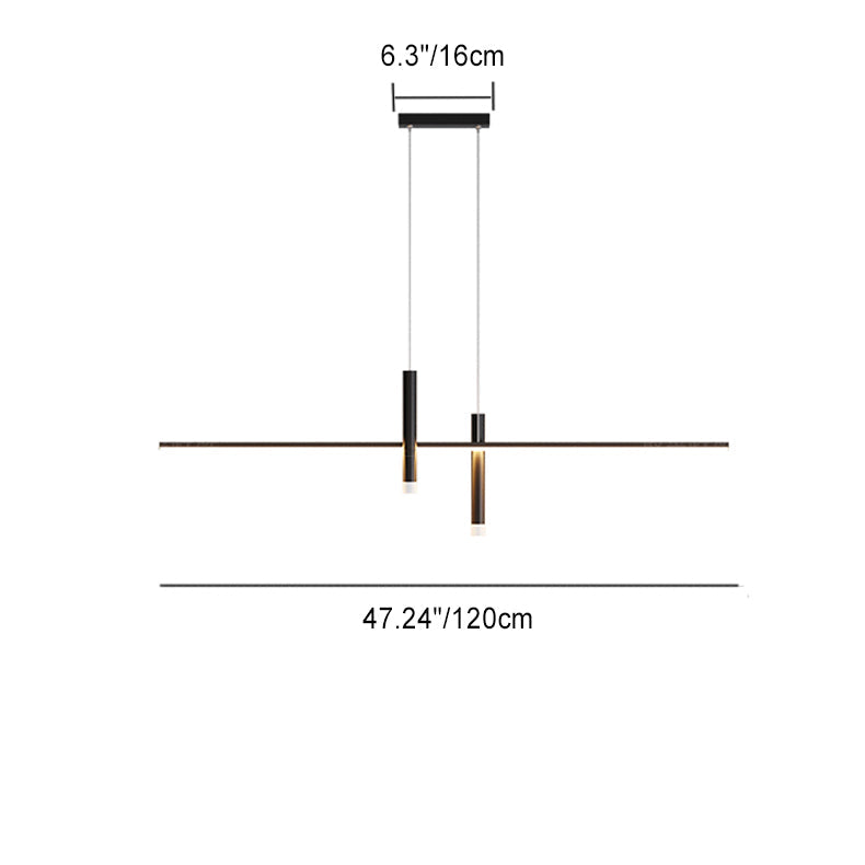Modern Minimalist Cylinder Long Silicone Aluminum Hardware LED Chandelier Island Light For Dining Room
