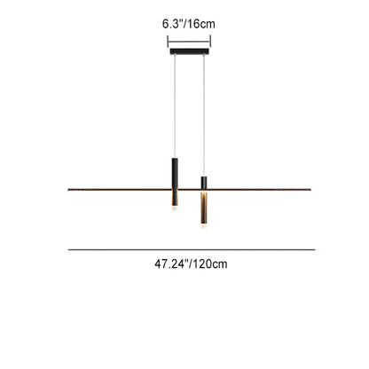 Modern Minimalist Cylinder Long Silicone Aluminum Hardware LED Chandelier Island Light For Dining Room