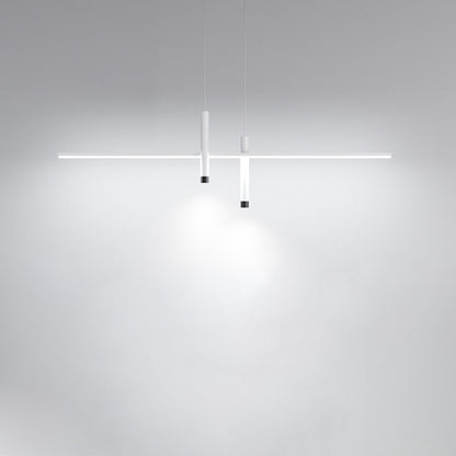 Modern Minimalist Cylinder Long Silicone Aluminum Hardware LED Chandelier Island Light For Dining Room