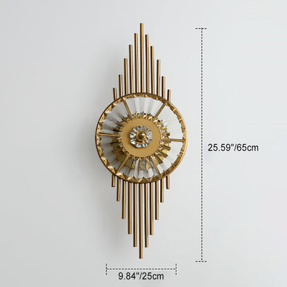 Contemporary Creative Round Branch Oval Crystal Iron 3-Light Wall Sconce Lamp For Living Room