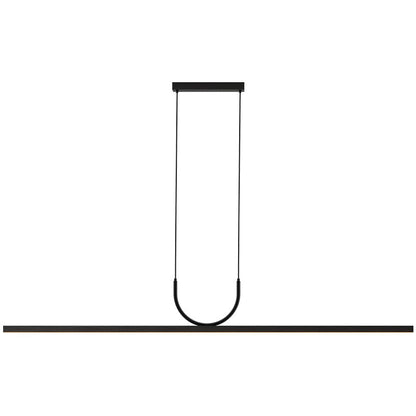 Modern Minimalist Curved Line Long Bar Acrylic Aluminum LED Chandelier Island Light For Dining Room
