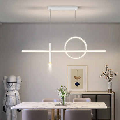 Modern Simplicity Round Long Cylinder Silicone Aluminum Iron LED Chandelier Island Light For Dining Room