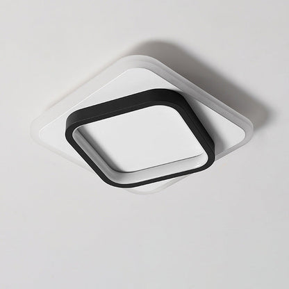Modern Minimalist Square Round Stacking Acrylic Iron Aluminum LED Flush Mount Ceiling Light For Living Room