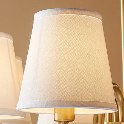 Traditional Vintage Branch Bend Round Fabric Brass 3/5/6/8/10 Light Chandelier For Living Room