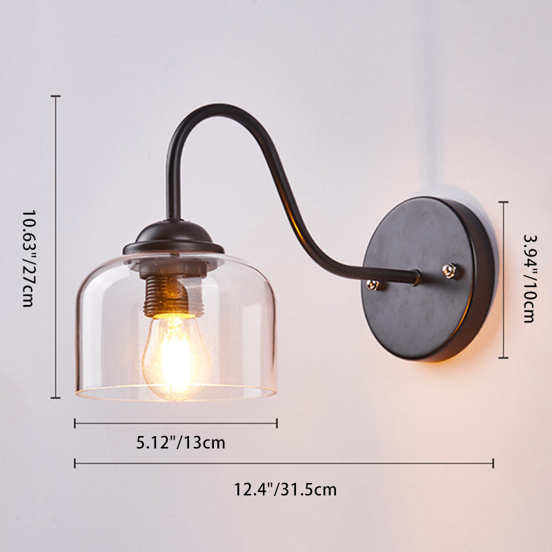 現代的なスカンジナビアの円形円錐形シリンダーガラス鉄製1ライト壁取り付け用燭台ランプリビングルーム用