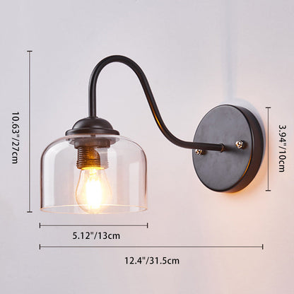 現代的なスカンジナビアの円形円錐形シリンダーガラス鉄製1ライト壁取り付け用燭台ランプリビングルーム用