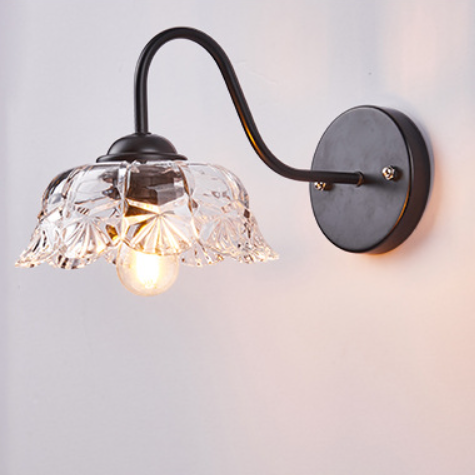 現代的なスカンジナビアの円形円錐形シリンダーガラス鉄製1ライト壁取り付け用燭台ランプリビングルーム用