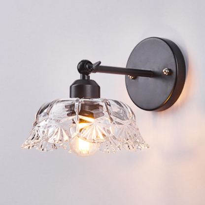 現代的なスカンジナビアの円形円錐形シリンダーガラス鉄製1ライト壁取り付け用燭台ランプリビングルーム用