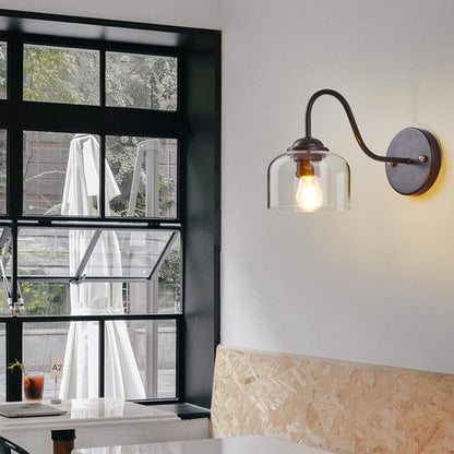 現代的なスカンジナビアの円形円錐形シリンダーガラス鉄製1ライト壁取り付け用燭台ランプリビングルーム用