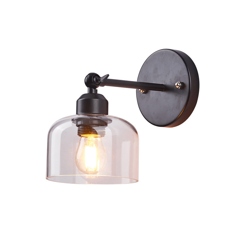 現代的なスカンジナビアの円形円錐形シリンダーガラス鉄製1ライト壁取り付け用燭台ランプリビングルーム用