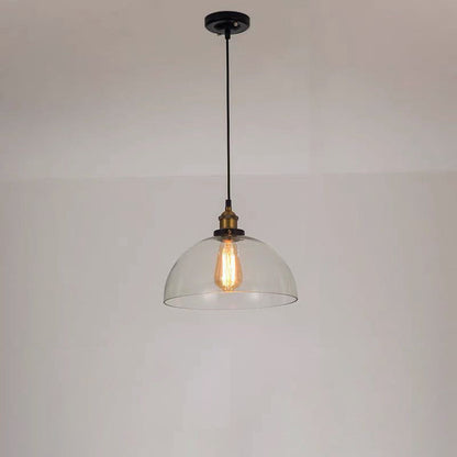 Modern Simplicity Bowl Half Round Glass Iron 1-Light Pendant Light For Living Room