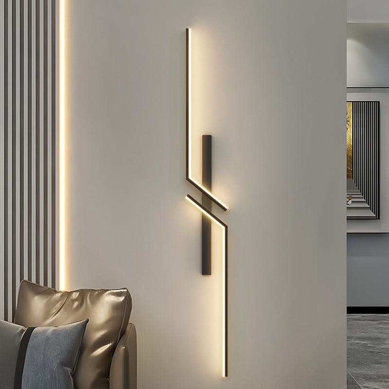 Modern Minimalist Strip Rectangle Line Silicone Aluminum LED Wall Sconce Lamp For Living Room