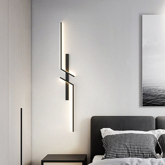 Modern Minimalist Strip Rectangle Line Silicone Aluminum LED Wall Sconce Lamp For Living Room