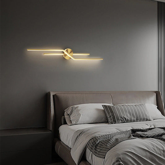 Modern Minimalist Round Line Long Brass LED Wall Sconce Lamp For Living Room
