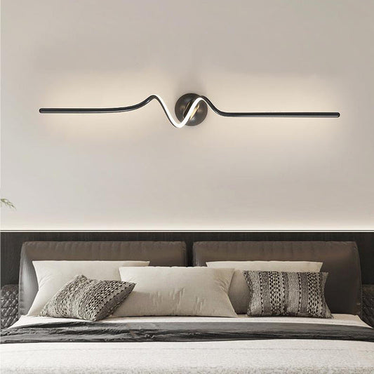 Contemporary Creative Line Bend Long Silicone Aluminum LED Wall Sconce Lamp For Bedroom