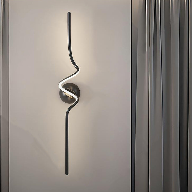 Contemporary Creative Line Bend Long Silicone Aluminum LED Wall Sconce Lamp For Bedroom