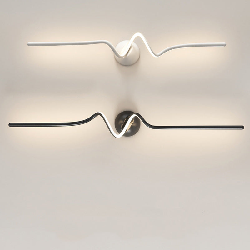 Contemporary Creative Line Bend Long Silicone Aluminum LED Wall Sconce Lamp For Bedroom