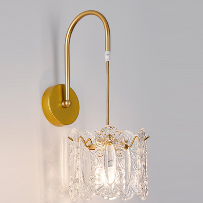 Traditional French Round Feather Shell Glass Hardware 1-Light Wall Sconce Lamp For Living Room