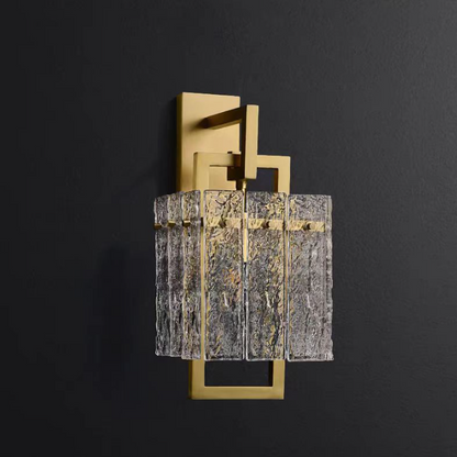 Modern Luxury Square Rectangle Glass Brass 1-Light Wall Sconce Lamp For Bedroom