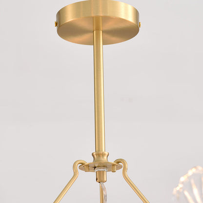 Modern Luxury Round Strip Floral Glass Copper 8/10/12 Light Chandelier For Living Room