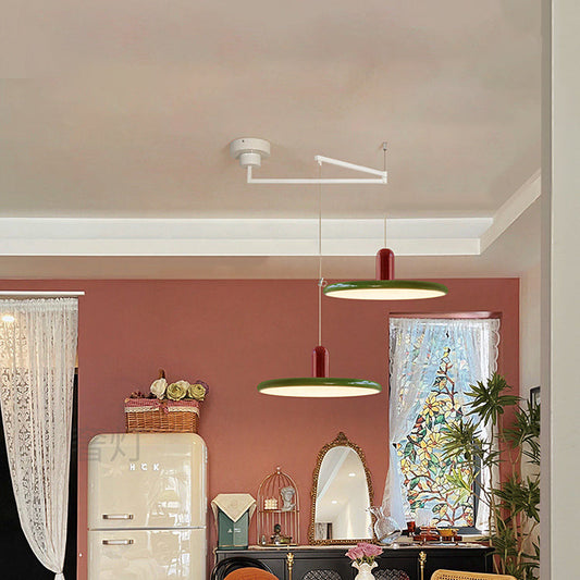 Contemporary Creative Rocker Moveable Round Column Acrylic Iron LED Pendant Light For Living Room
