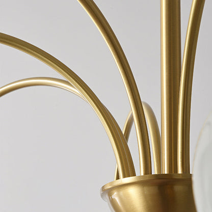 Traditional Vintage Round Floral Curved Branch Glass Brass 3/5/8 Light Chandelier For Living Room