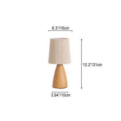 Modern Minimalist Cylinder Conical Fabric Ceramic 1-Light Table Lamp For Bedroom