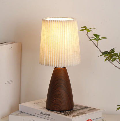 Modern Minimalist Cylinder Conical Fabric Ceramic 1-Light Table Lamp For Bedroom
