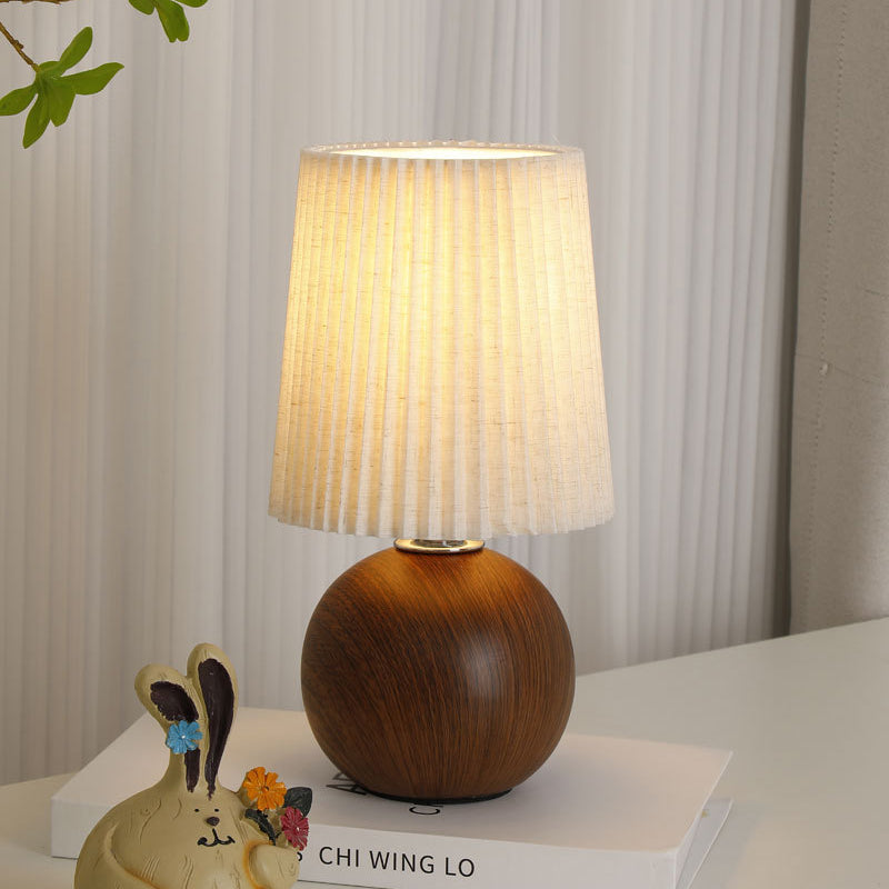 Modern Minimalist Cylinder Conical Fabric Ceramic 1-Light Table Lamp For Bedroom