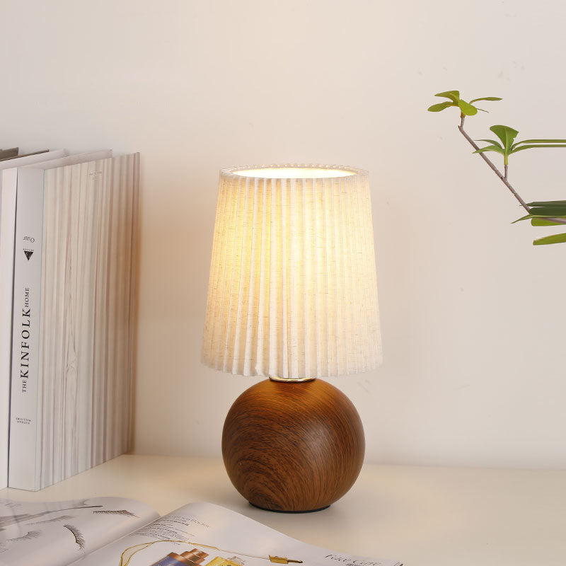 Modern Minimalist Cylinder Conical Fabric Ceramic 1-Light Table Lamp For Bedroom