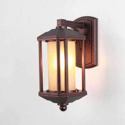 Traditional Vintage Square Cylinder Glass Aluminum 1-Light Wall Sconce Lamp For Outdoor Patio