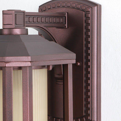 Traditional Vintage Square Cylinder Glass Aluminum 1-Light Wall Sconce Lamp For Outdoor Patio