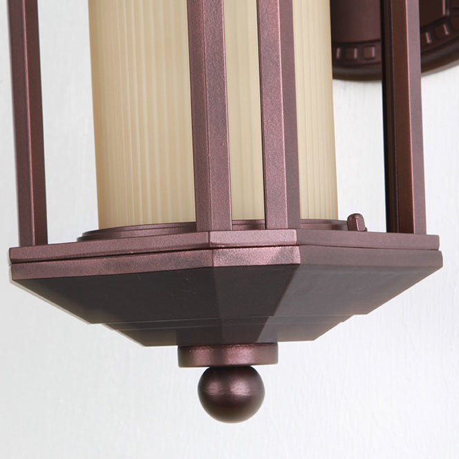 Traditional Vintage Square Cylinder Glass Aluminum 1-Light Wall Sconce Lamp For Outdoor Patio