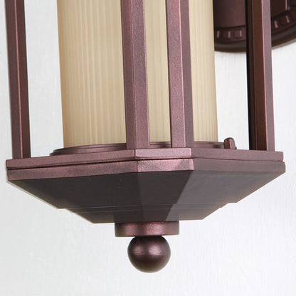 Traditional Vintage Square Cylinder Glass Aluminum 1-Light Wall Sconce Lamp For Outdoor Patio