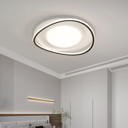 Modern Minimalist Oval Curved Round Silicone Aluminum LED Flush Mount Ceiling Light For Living Room