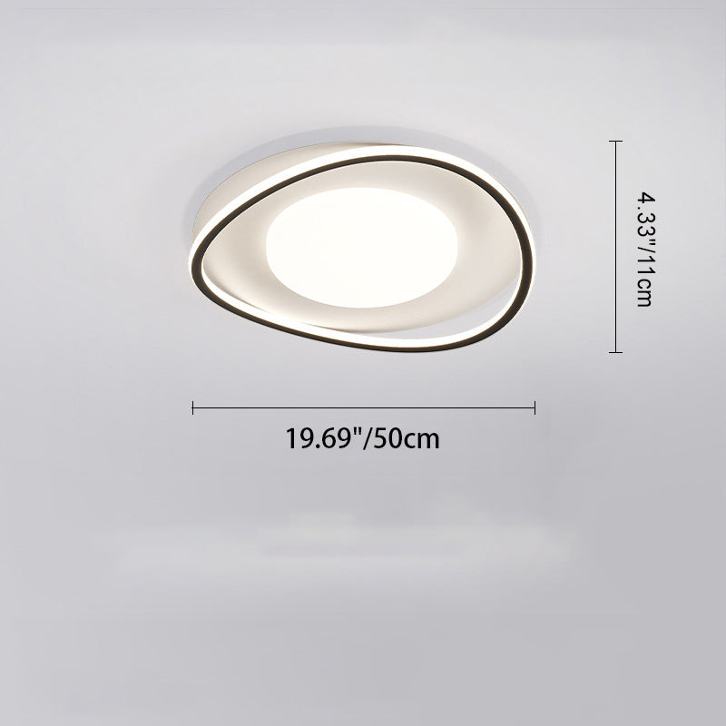 Modern Minimalist Oval Curved Round Silicone Aluminum LED Flush Mount Ceiling Light For Living Room