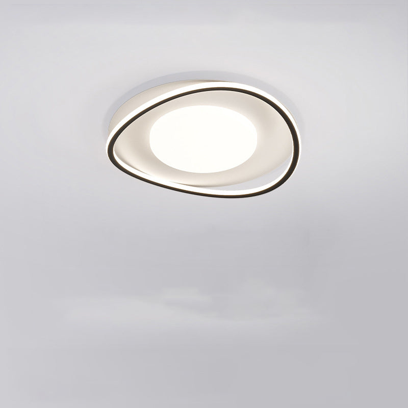 Modern Minimalist Oval Curved Round Silicone Aluminum LED Flush Mount Ceiling Light For Living Room