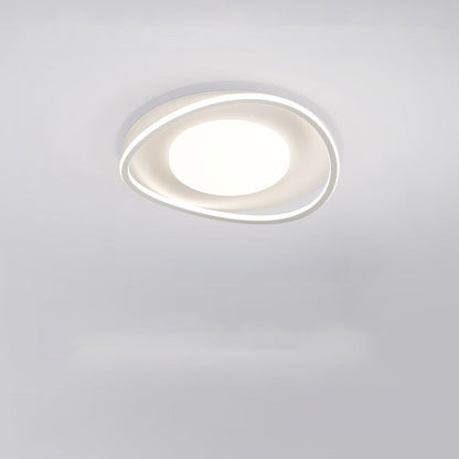 Modern Minimalist Oval Curved Round Silicone Aluminum LED Flush Mount Ceiling Light For Living Room
