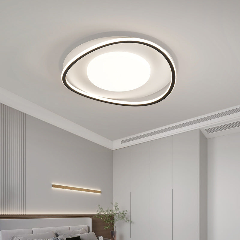 Modern Minimalist Oval Curved Round Silicone Aluminum LED Flush Mount Ceiling Light For Living Room