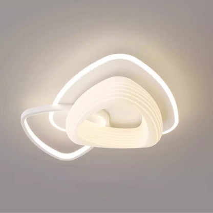 Modern Art Deco Floral Triangle Pentagram Round PE Hardware LED Flush Mount Ceiling Light For Living Room